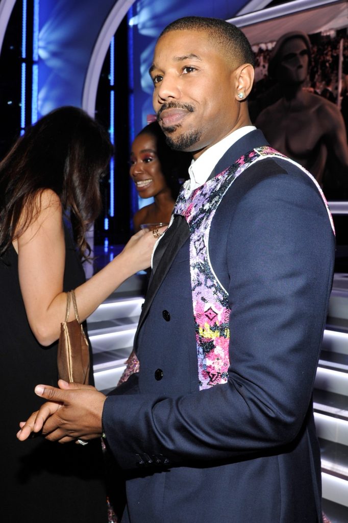 Michael B. Jordan Wears Louis Vuitton Harness at SAG Awards