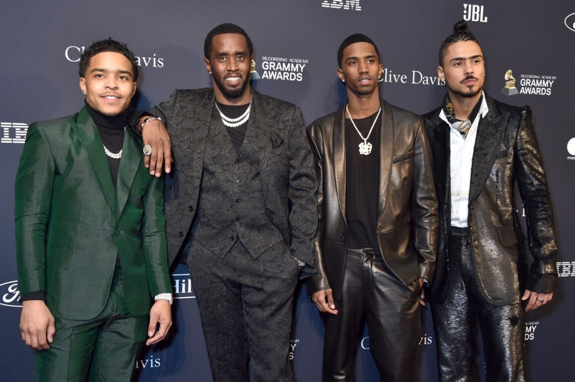 L-R) Justin Dior Combs, Honoree Sean "Diddy" Combs, Christian Cas...