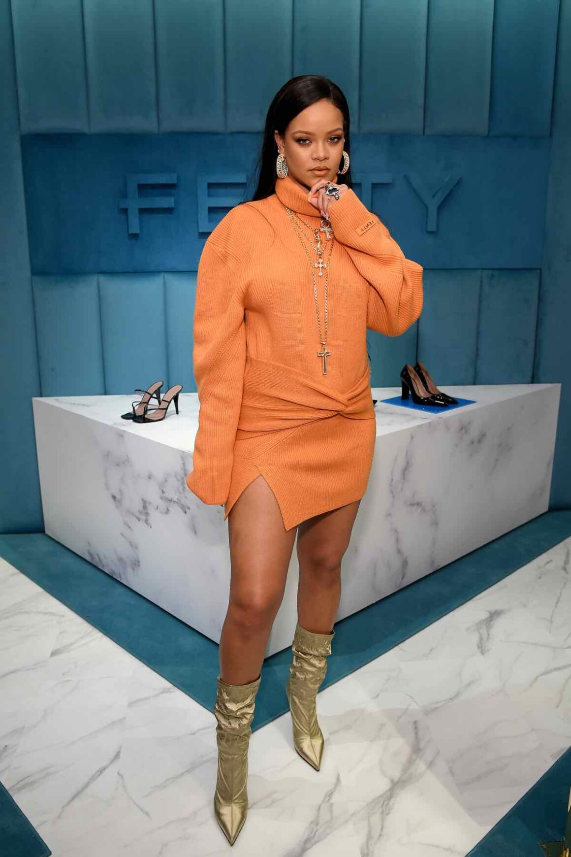 Robyn Rihanna Fenty And Linda Fargo Celebrate The Launch Of FENTY At Bergdorf Goodman