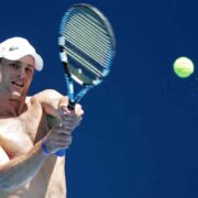 Andy Roddick of the US smashes the felt