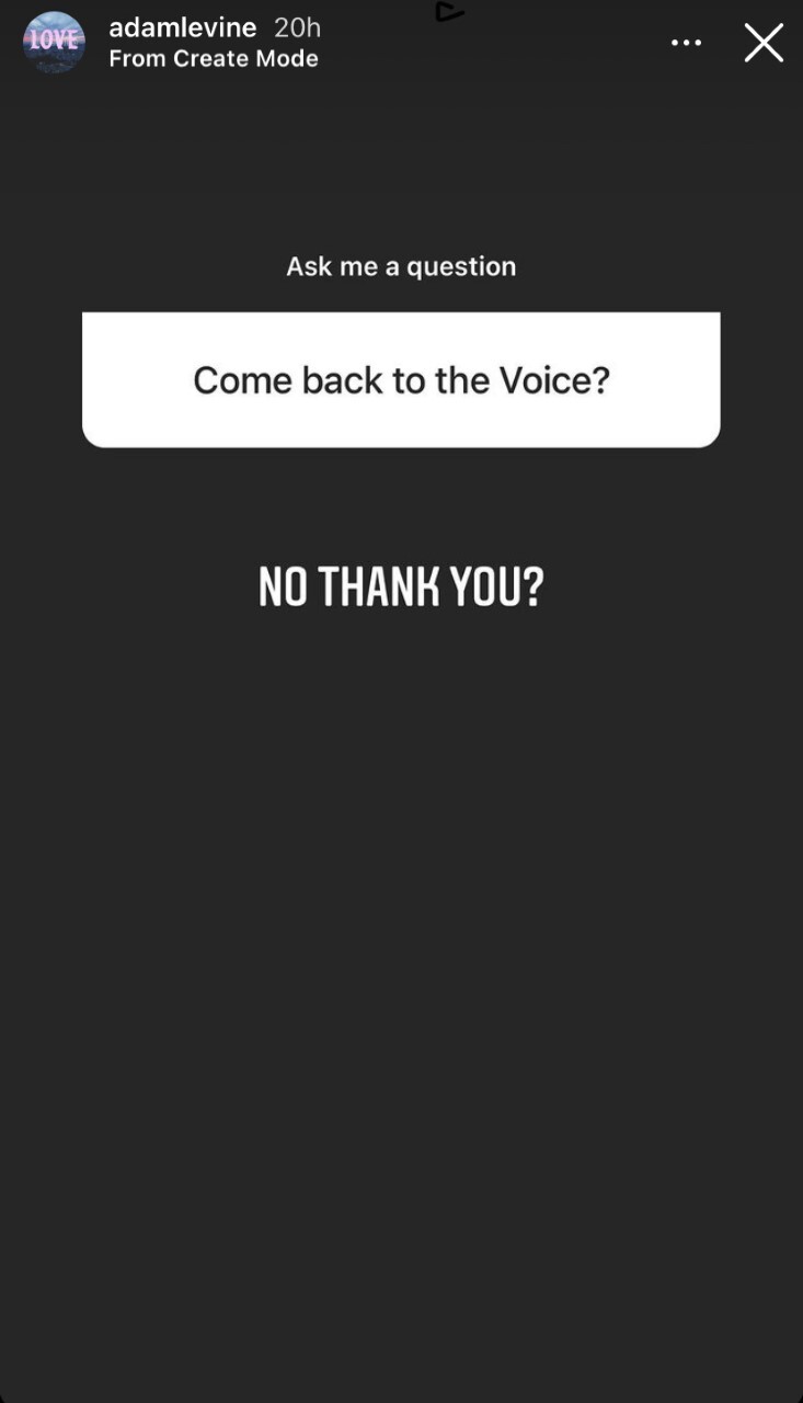 Adam Levine response to returning to The Voice