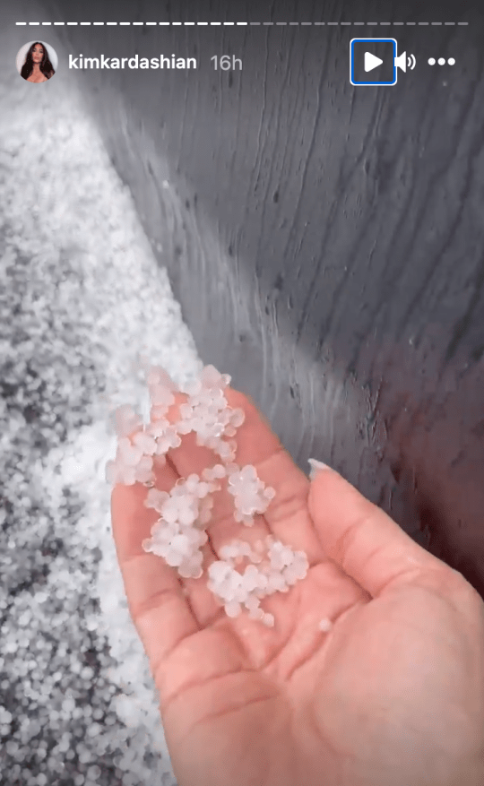 Kim Kardashian hail storm Instagram post