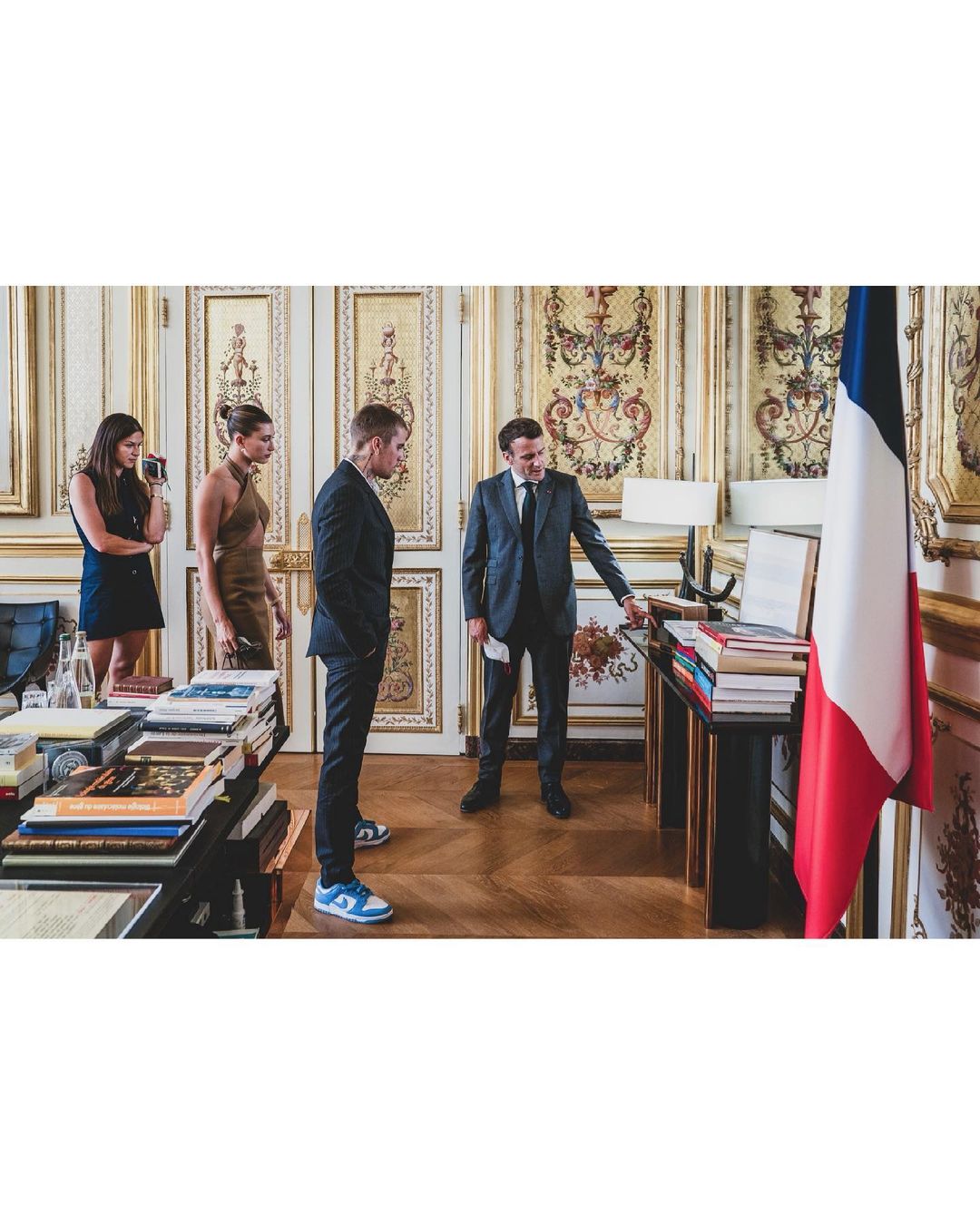 Justin Bieber and wife Hailey Baldwin meet French President Emmanuel Macron