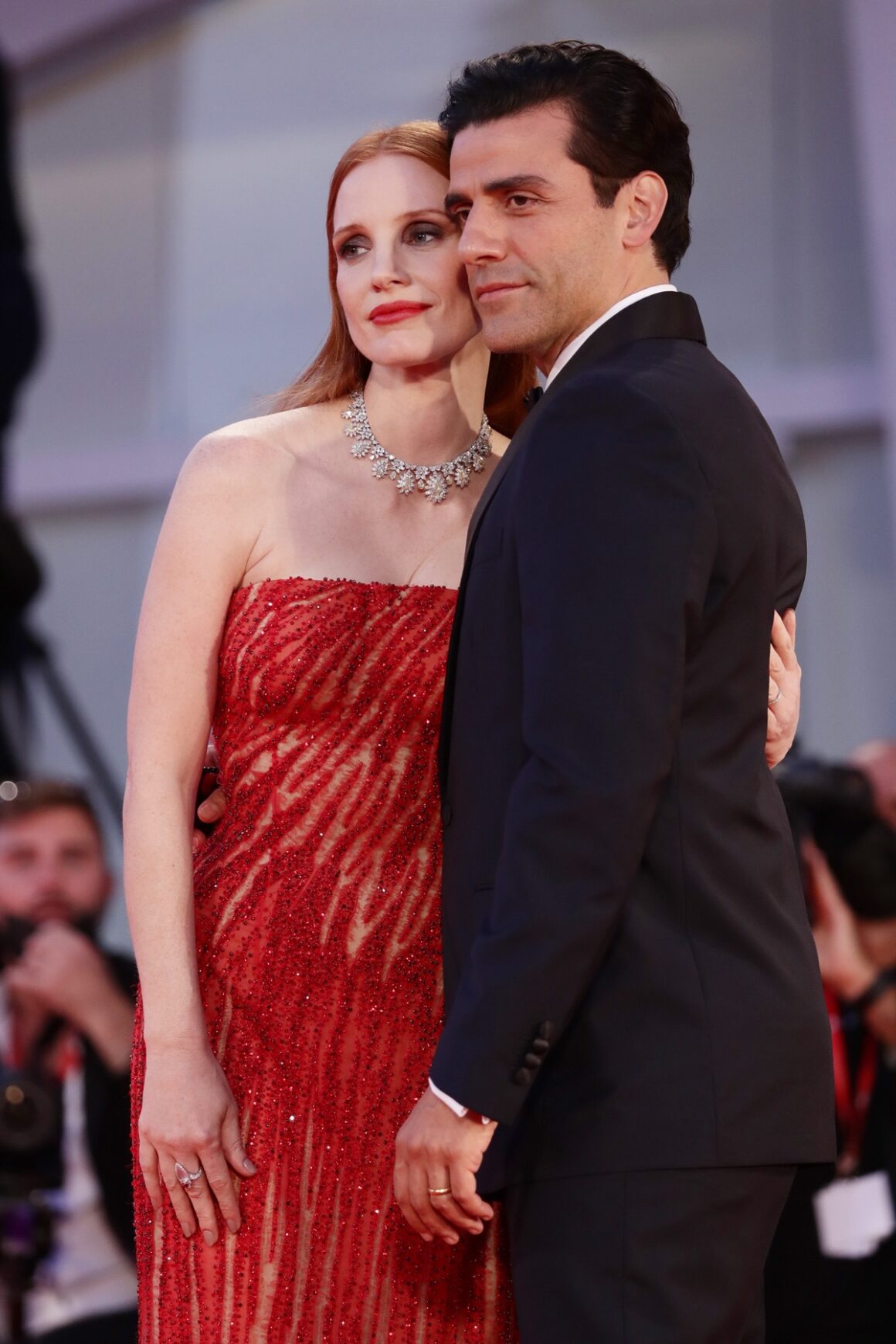 Oscar Isaac and Jessica Chastain "Competencia Oficial" Red Carpet - The 78th Venice International Film Festival