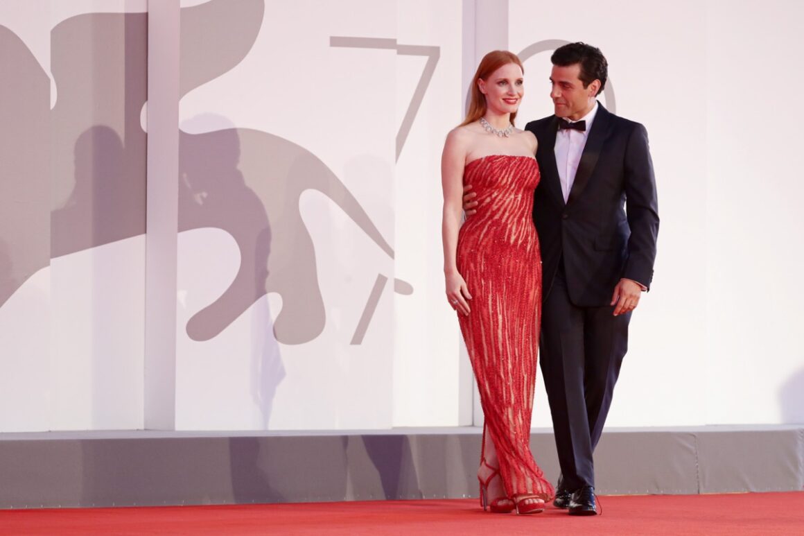 Oscar Isaac and Jessica Chastain "Competencia Oficial" Red Carpet - The 78th Venice International Film Festival