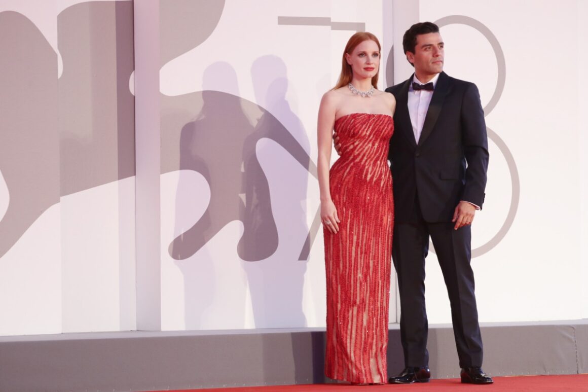 Oscar Isaac and Jessica Chastain "Competencia Oficial" Red Carpet - The 78th Venice International Film Festival