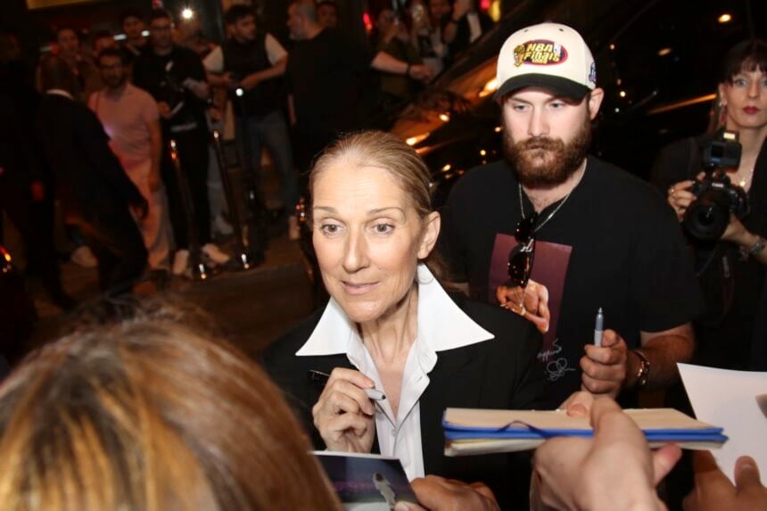 Celine Dion leaves Le Royal Monceau Raffles luxury hotel in Paris