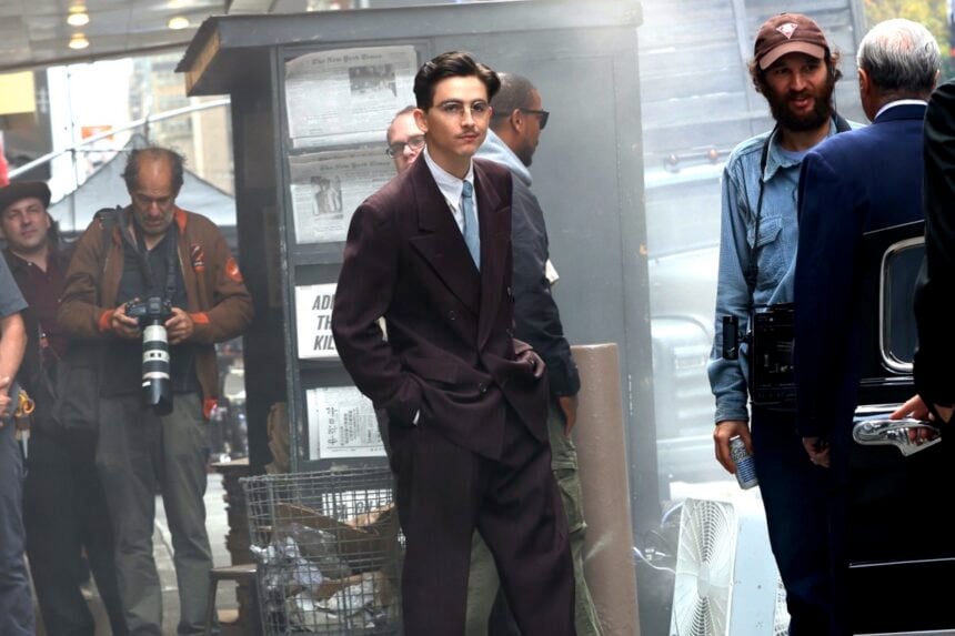 Timothee Chalamet Films 'Marty Supreme' In Times Square