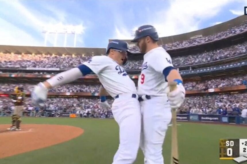 LA Dodgers Enrique ‘Kiké’ Hernández and Gavin Lux crotch bump