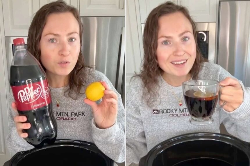 Crock-pot warmed Dr. Pepper with lemon