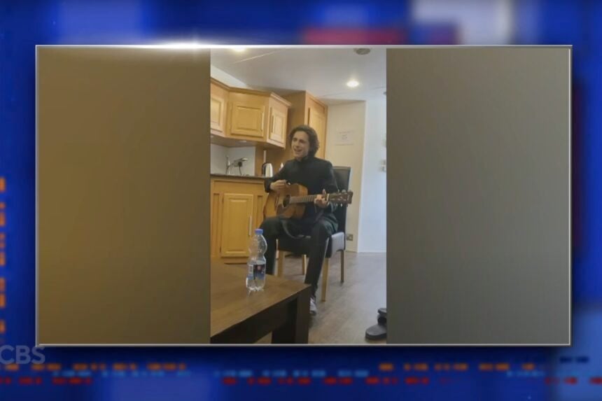 Timothée Chalamet singing Bob Dylan