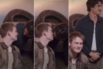 Kit Connor and Charles Melton have a little smooch