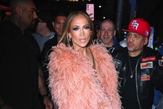 Jennifer Lopez heading to a Broadway event in New York City
