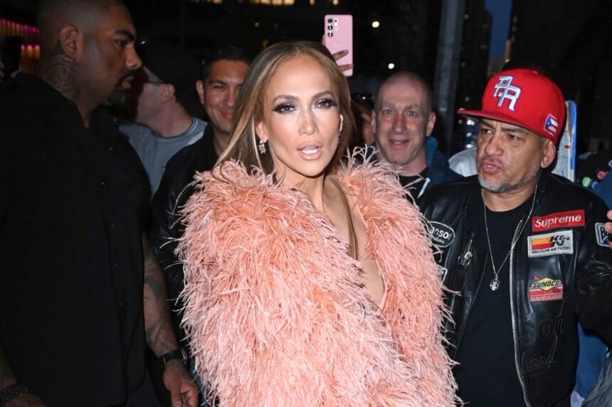 Jennifer Lopez heading to a Broadway event in New York City