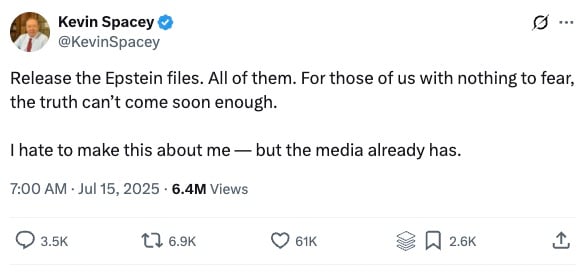 Kevin Spacey tweet