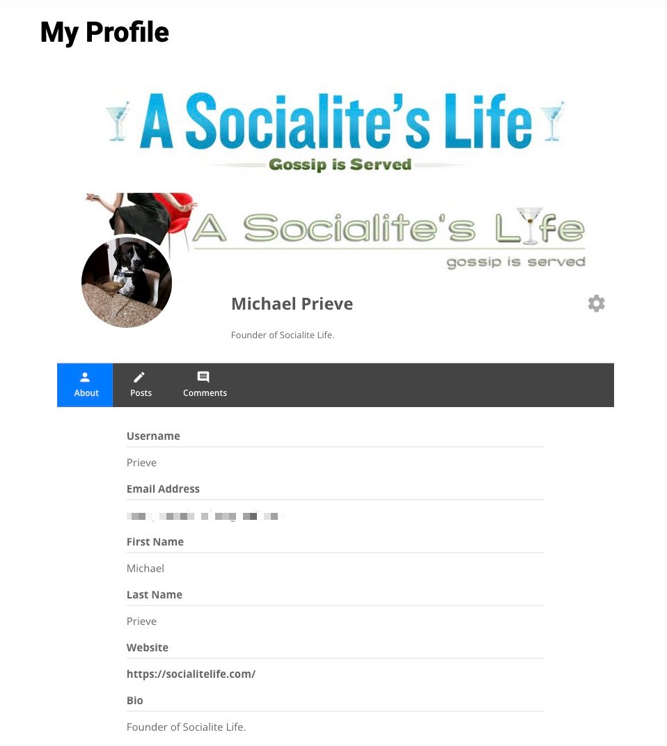 Socialite Life My Profile Page