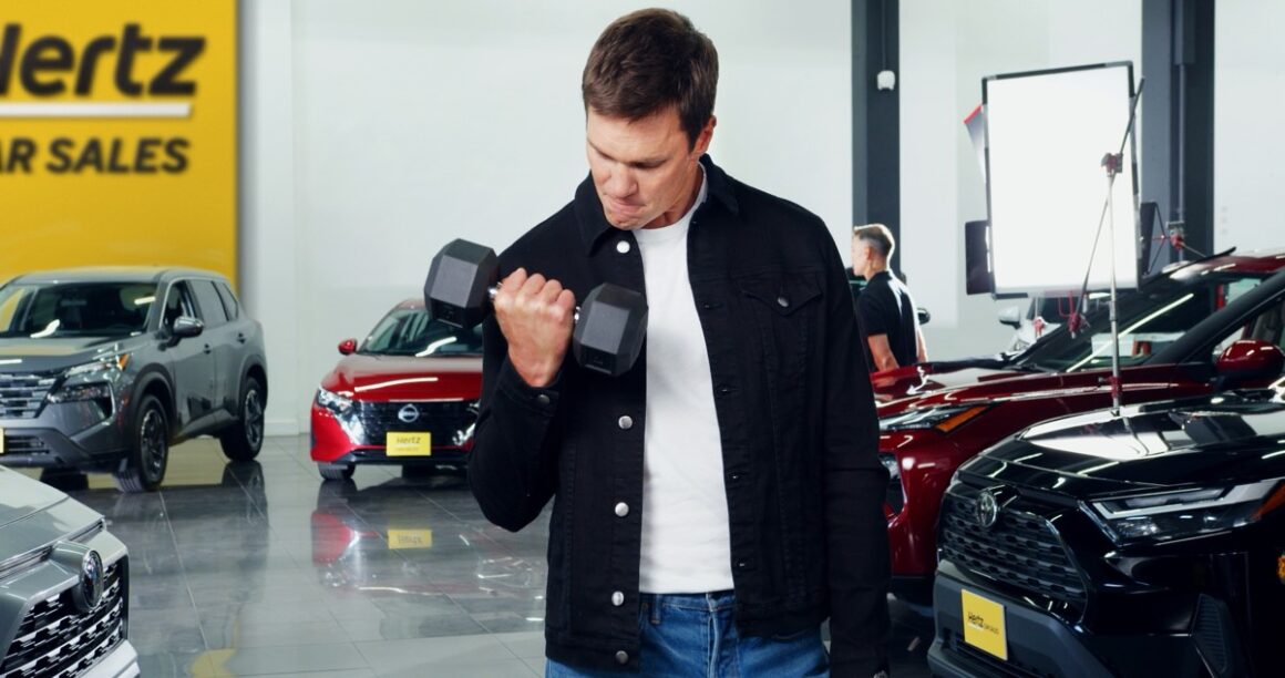 Tom Brady, behind the scenes of a new Hertz Car Sales ad campaign