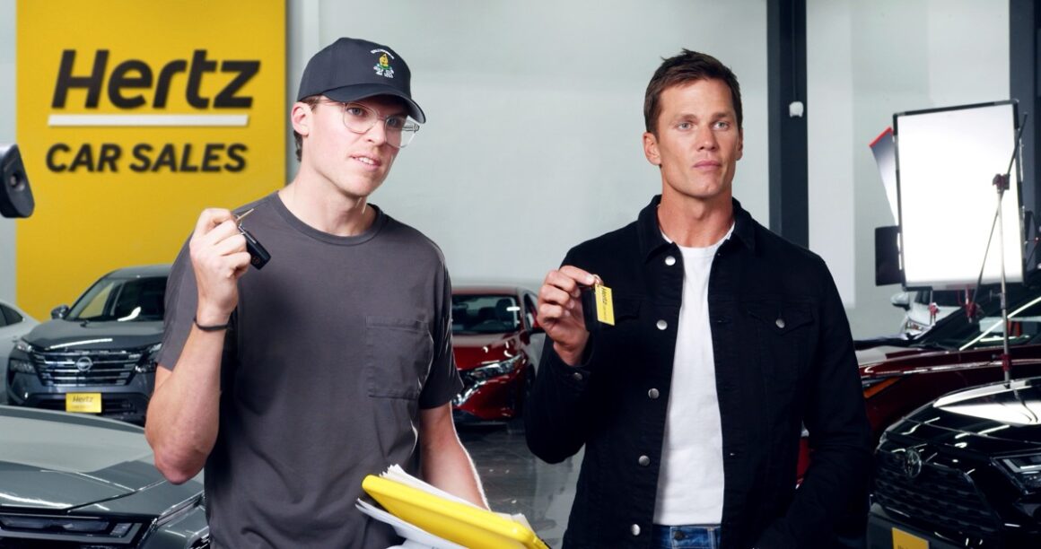Tom Brady, behind the scenes of a new Hertz Car Sales ad campaign