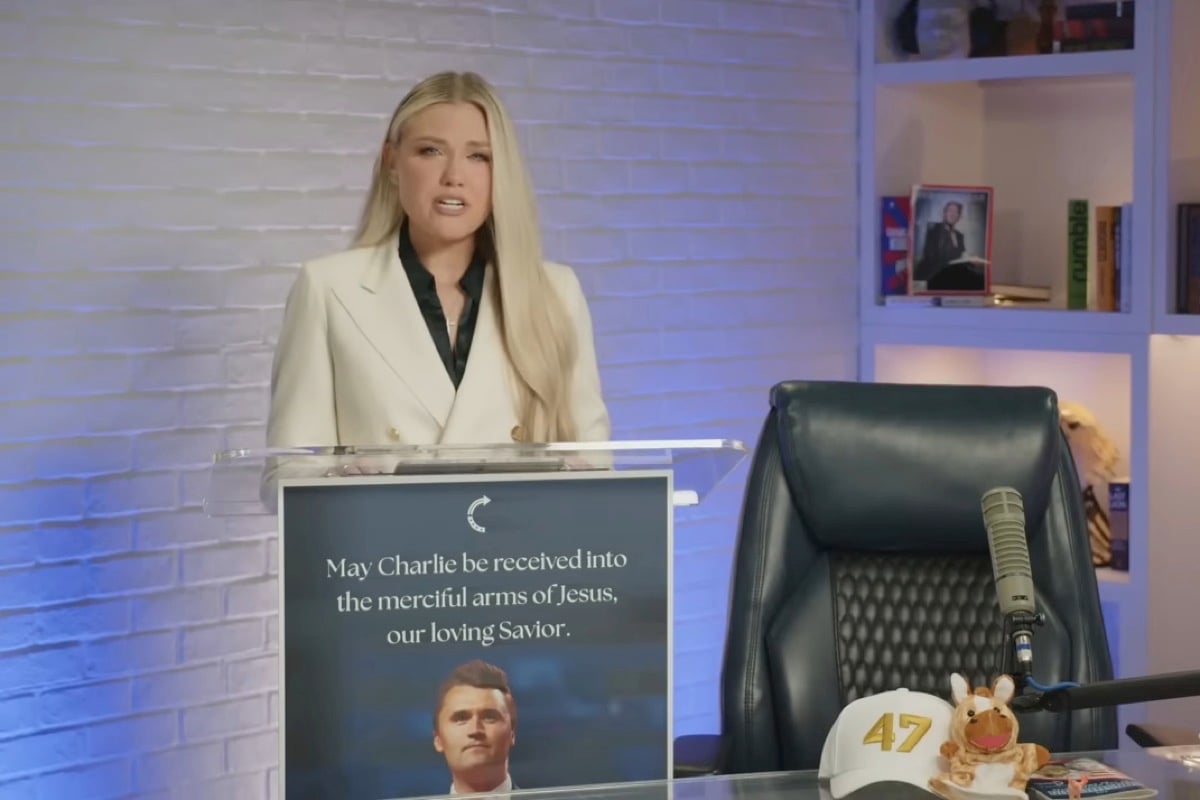Charlie Kirk’s widow, Erika Kirk, blames unspecified ‘evildoers’ for the murder of her husband