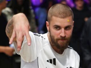 Justin Bieber at the SKYLRK vs Ah & Co. futsal game for The League
