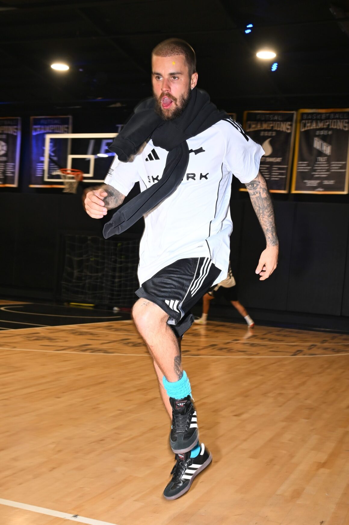 Justin Bieber at the SKYLRK vs Ah & Co. futsal game for The League