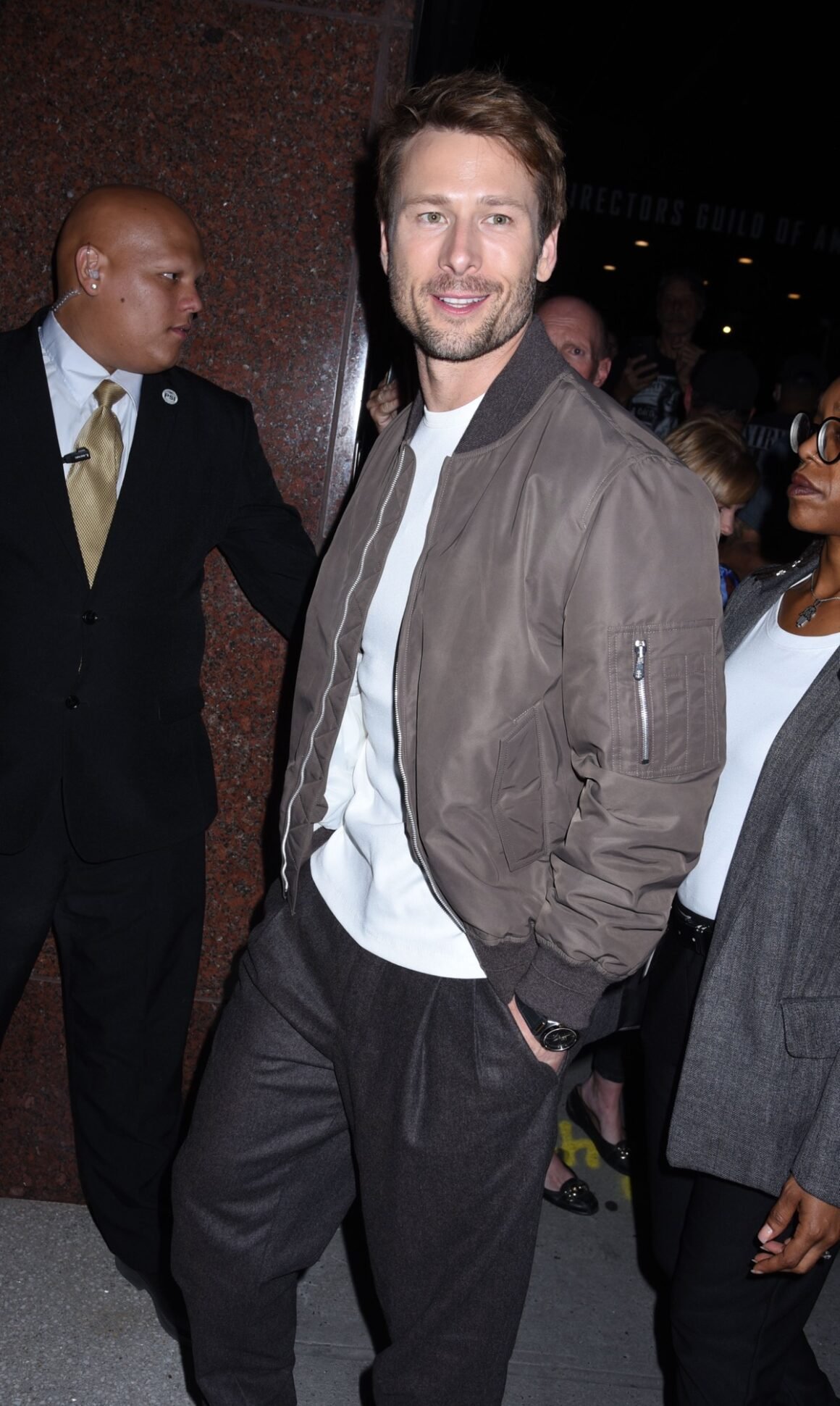 Glen Powell at the DGA Theatre for a talk for new Hulu series 'Chad Powers'