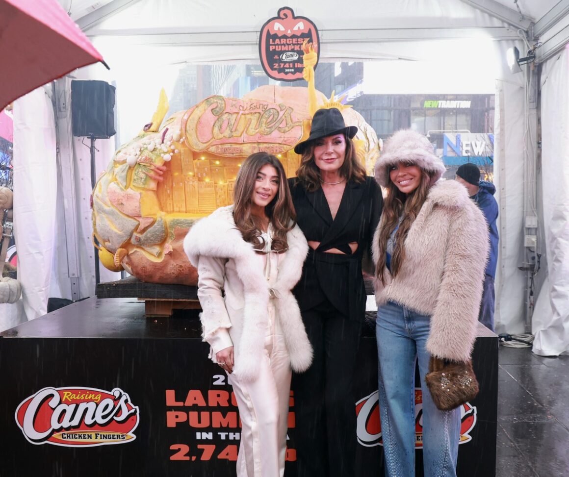 Raising Cane's Unveils The Country's Largest Pumpkin With Celebrity Friends In Times Square in New York City
