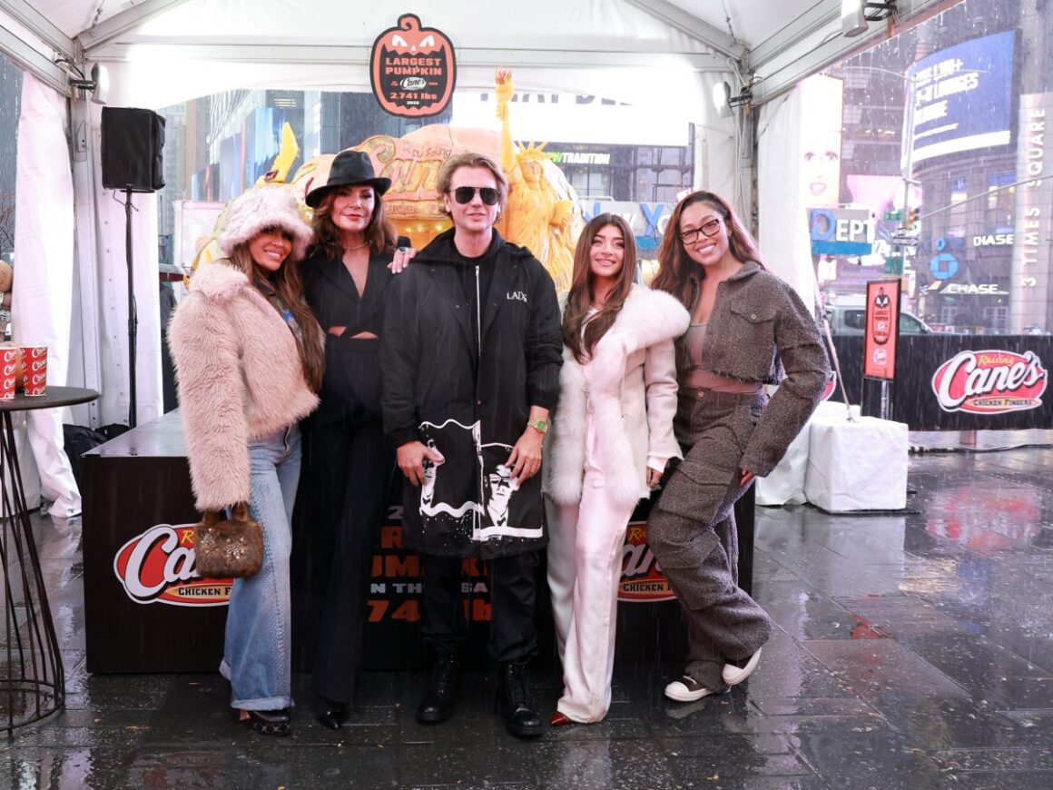 Raising Cane's Unveils The Country's Largest Pumpkin With Celebrity Friends In Times Square in New York City