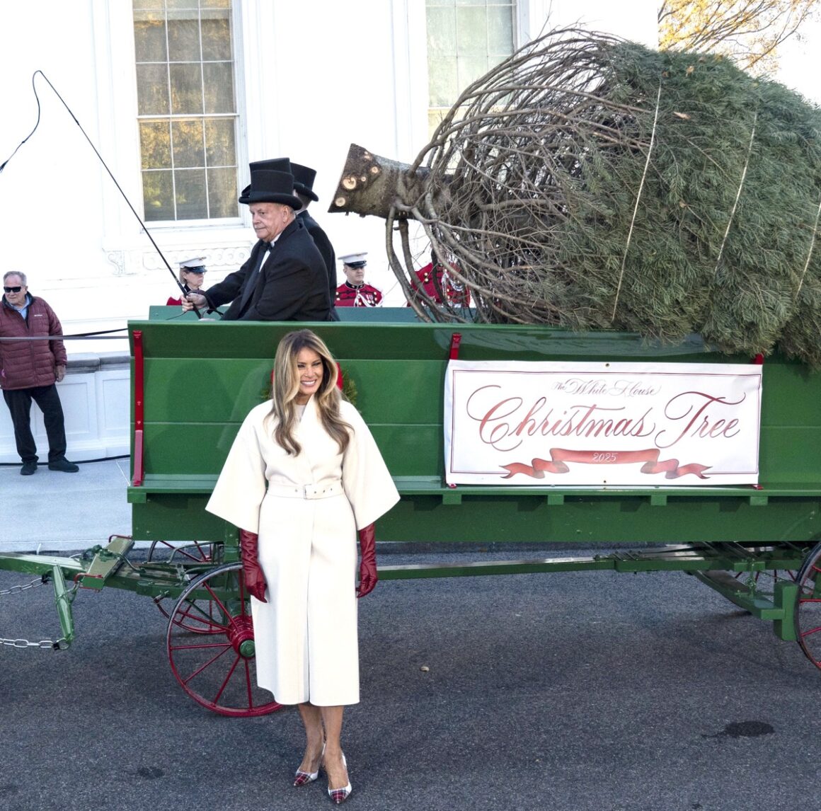 First Lady Melania Trump Welcomes The Official 2025 White House Christmas Tree