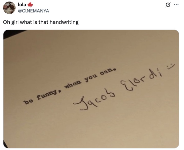 Jacob Elordi Handwriting