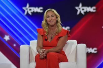 Marjorie Taylor Greene delivers remarks at the CPAC in Dallas, Texas
