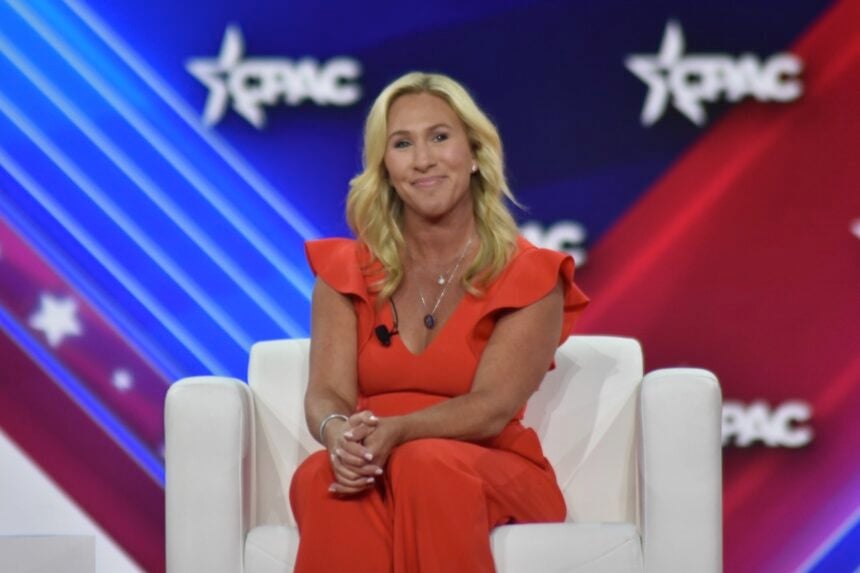 Marjorie Taylor Greene delivers remarks at the CPAC in Dallas, Texas