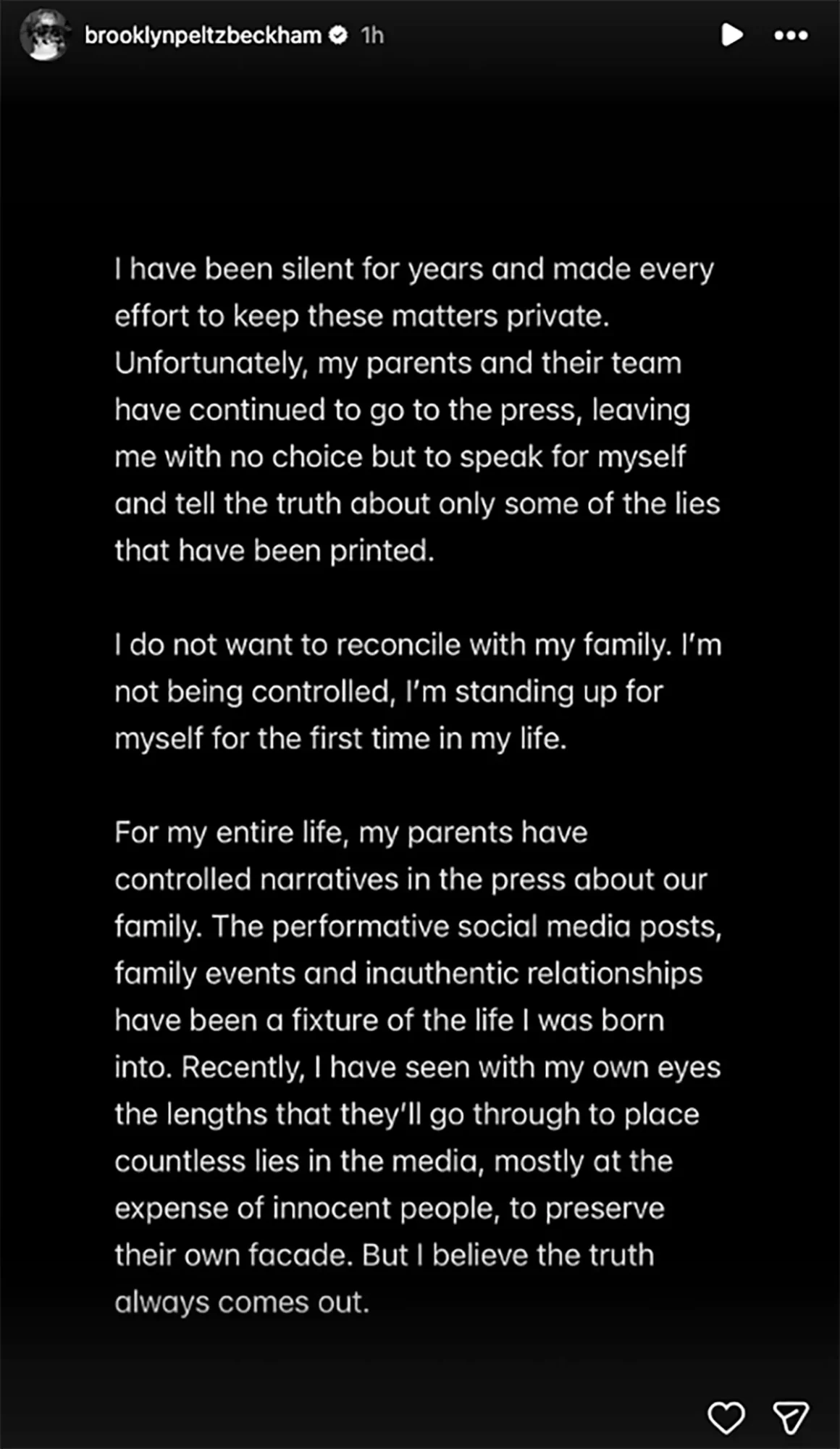 Brooklyn Beckham Instagram Story