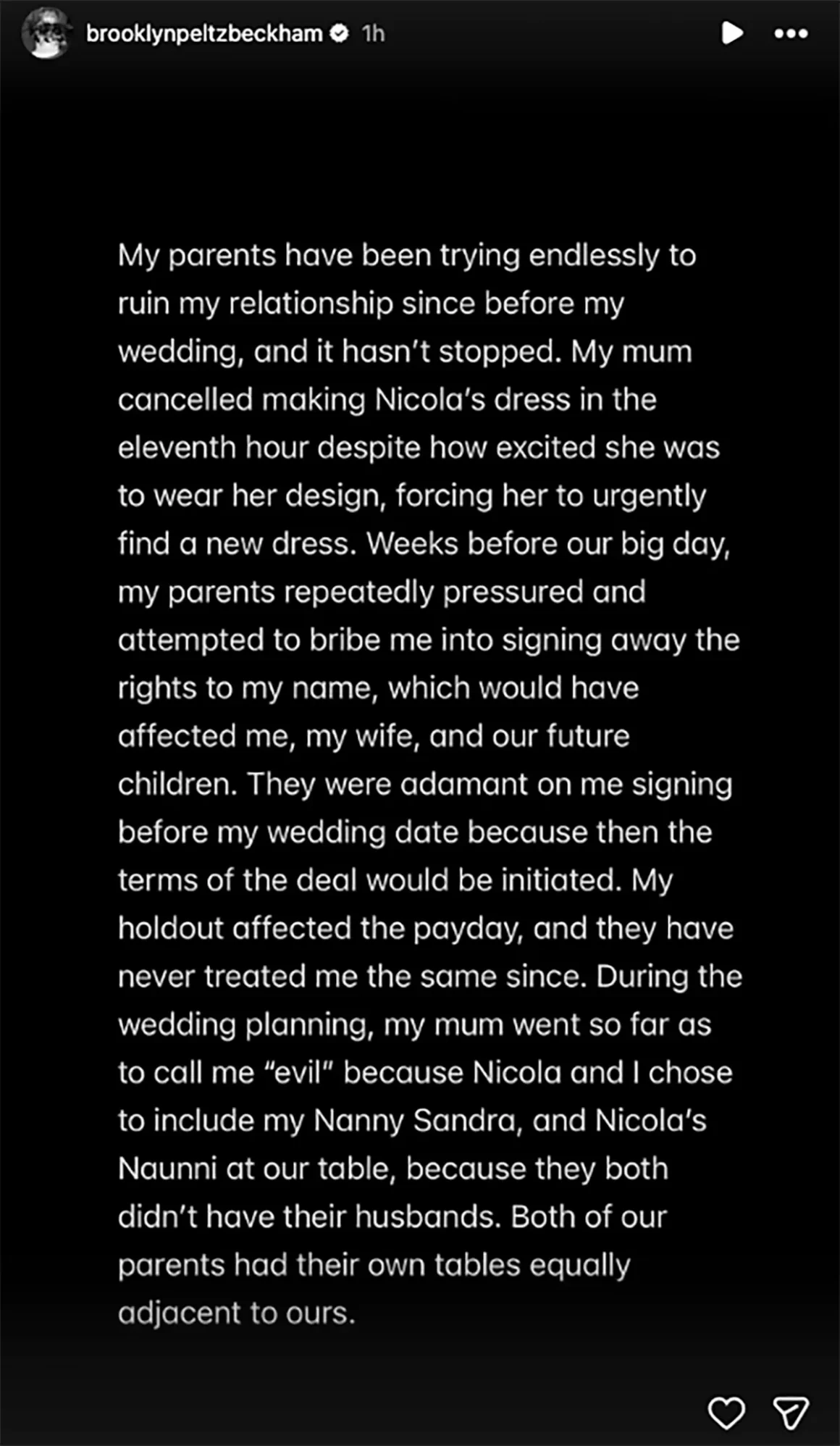 Brooklyn Beckham Instagram Story