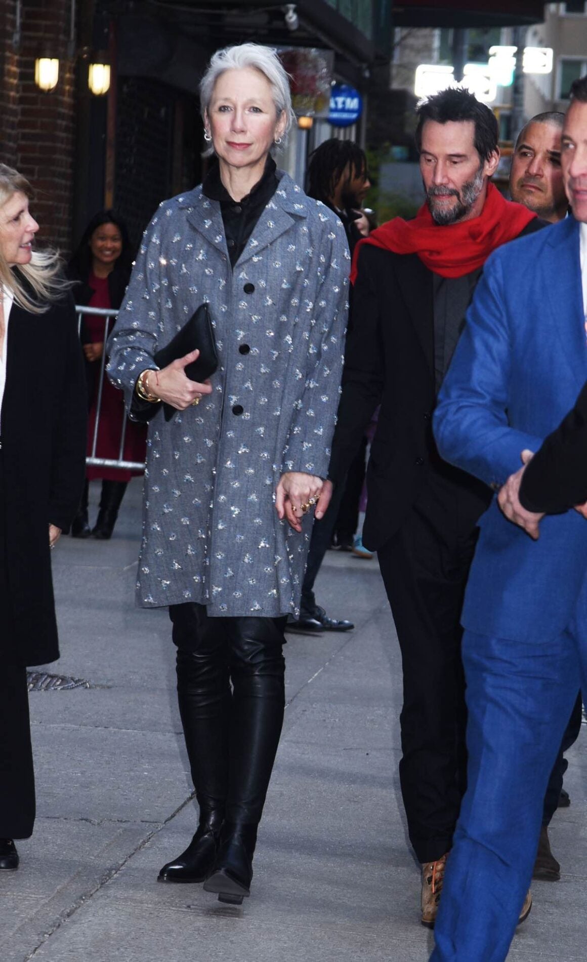 Keanu Reeves and Alexandra Grant outside 'The Late Show With Stephen Colbert'
