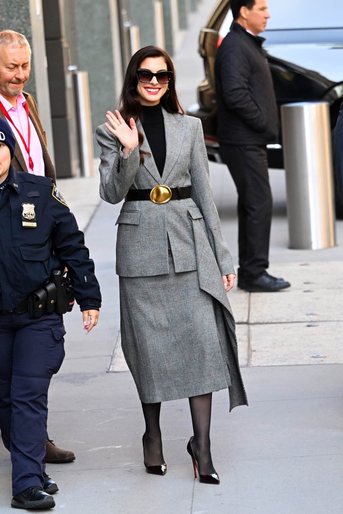 Anne Hathaway spotted leaving Good Morning America in New York City
