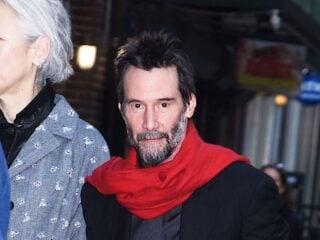 Keanu Reeves and Alexandra Grant outside 'The Late Show With Stephen Colbert'