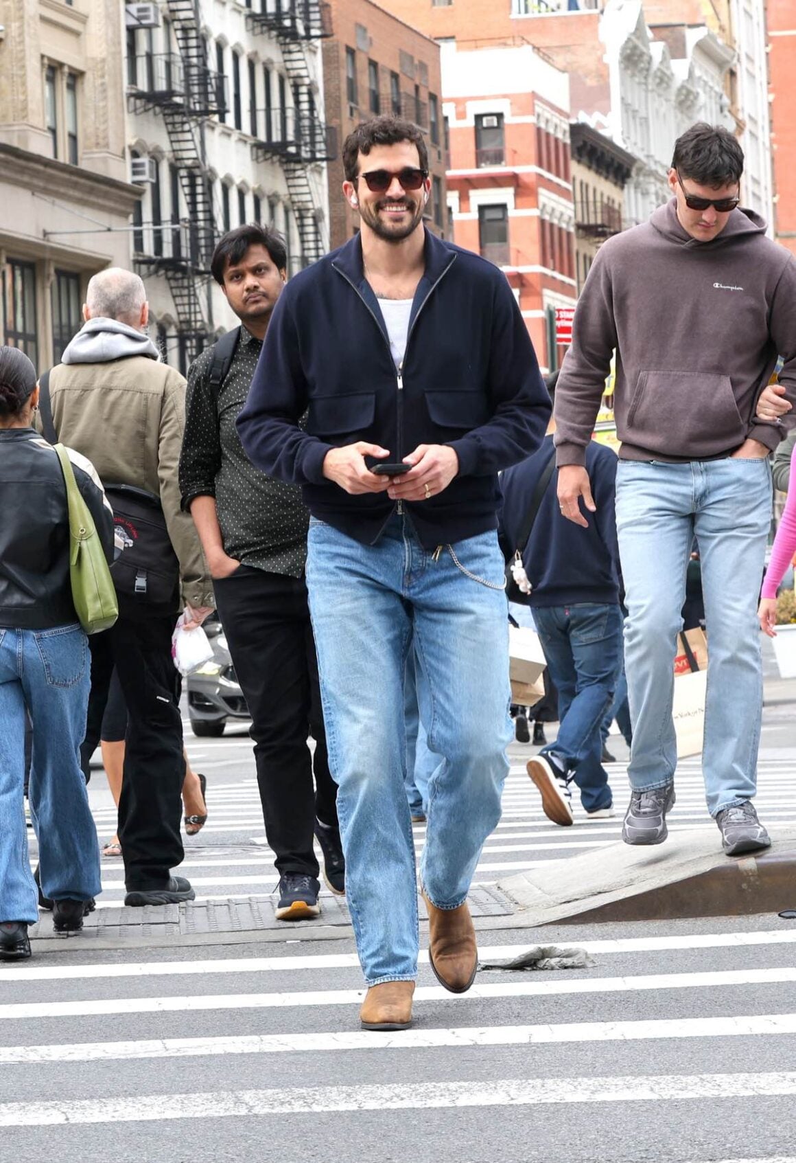 Paul Kelly On His Air Pods In New York City