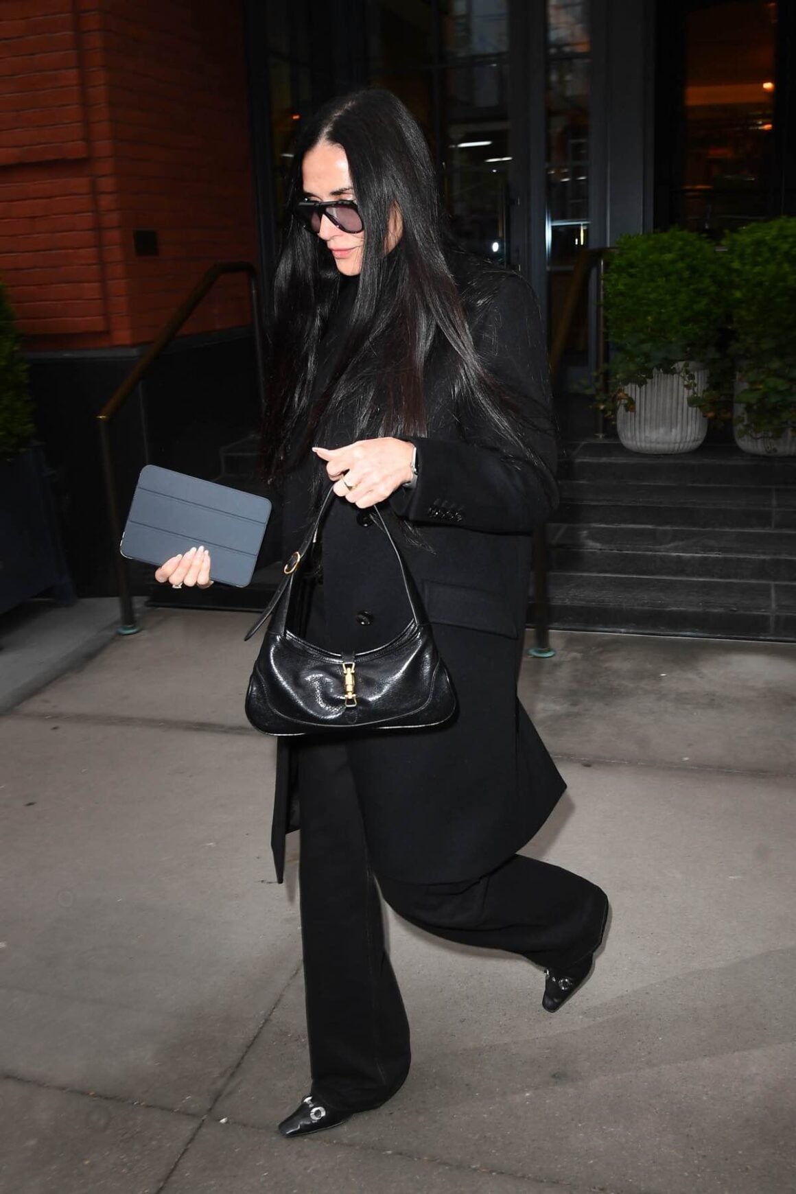 Demi Moore Stuns In Black While Leaving Fouquet's Hotel In New York