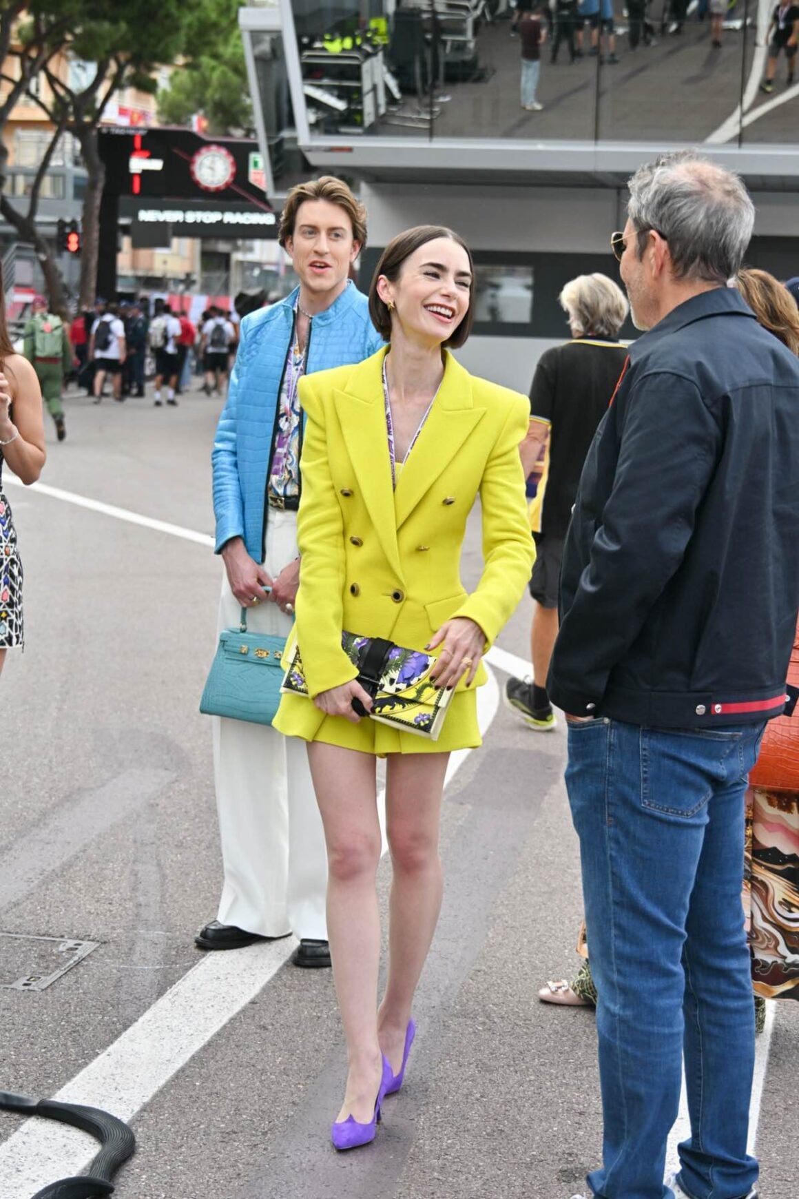 Lily Collins Films 'Emily In Paris' At The Monaco Grand Prix