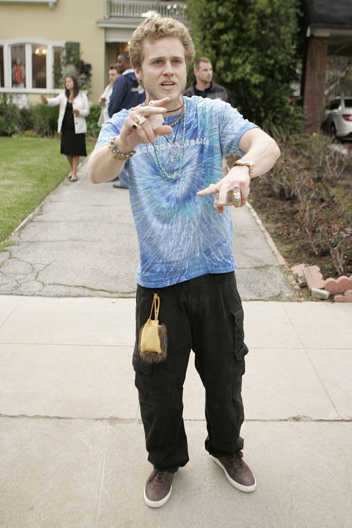 Spencer Pratt Shows Off His jewelry and His Crystals to Photogs in Beverly Hills