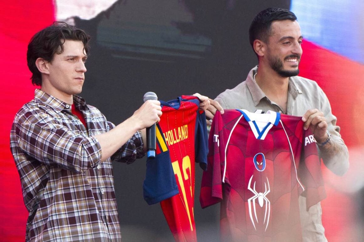 Tom Holland Promotes 'Spider-Man: Brand New Day' At Spanish World Cup Fan Zone In Madrid