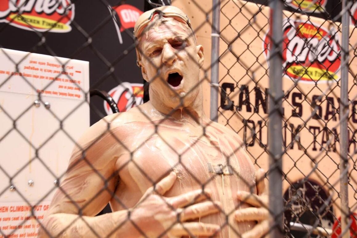 Raising Cane's Owner And Founder Todd Graves Hosts Cane's Sauce Dunk Tank Showdown With Tom Brady And Rob Gronkowski At Fanatics Fest