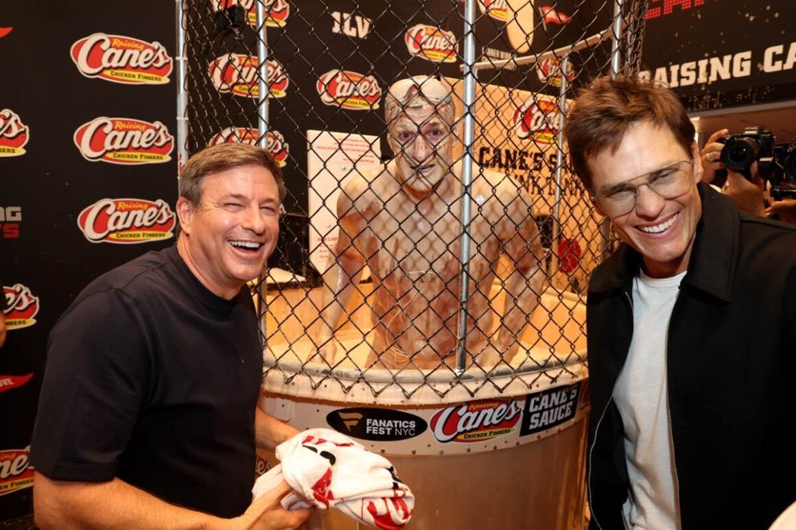 Raising Cane's Owner And Founder Todd Graves Hosts Cane's Sauce Dunk Tank Showdown With Tom Brady And Rob Gronkowski At Fanatics Fest