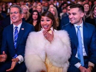 Music artist Nicki Minaj reacts alongside Treasury Secretary Scott Bessent during the Trump Accounts Summit in Washington, D.C., on January 28, 2026. Image courtesy of the White House.