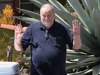 Meghan Markle's father Thomas Markle drops off flowers at Meghan's mother Doria Ragland home days before the wedding